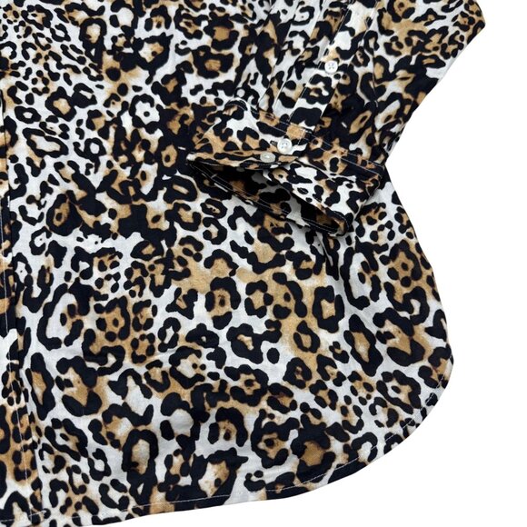 Talbots Women's Classic Cotton Shirt Leopard Print Casual LS Button-Up, Sz XL - Picture 4 of 8